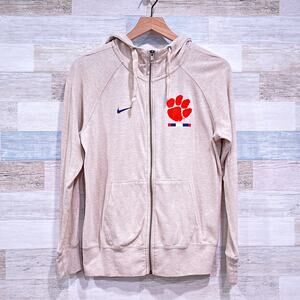 Clemson Tigers Nike Full Zip Hoodie Jacket Heather Beige Womens Medium